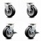 Service Caster 5 Inch Rubber on Aluminum Swivel Caster Set with Roller Bearings 2 Brakes SCC-20S520-RAR-2-TLB-2 - alternate 6